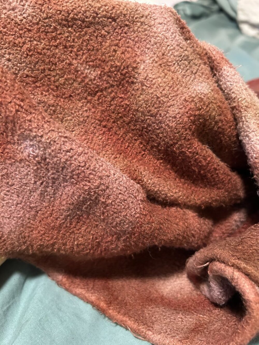 SINEW MOON PEGGY O WRAP SCARF NURSING COVER RUBY BROWN HEMP BAMBOO FLEECE EUC - Picture 3 of 12